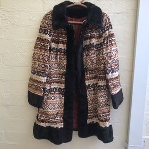 Vintage 60’s carpet coat jacket tapestry penny lane black brown 70’s